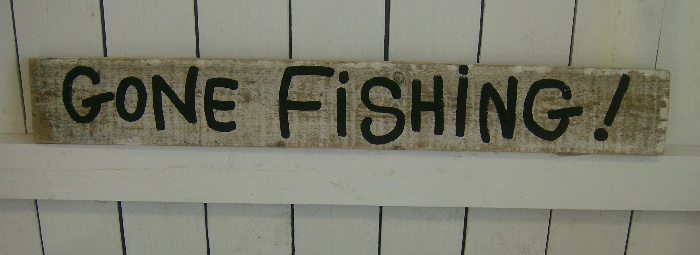 Handmade Distressed Gone Fishing Sign