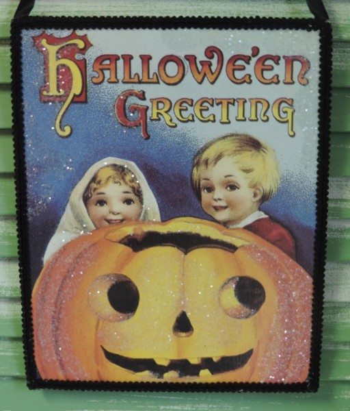 Bethany Lowe Vintage Inspired Halloween Postcard Plaque
