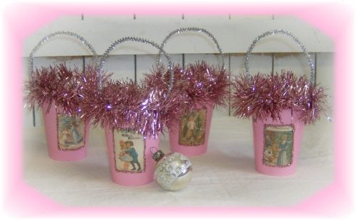 Pink Vintage Victorian Christmas Treat Candy Cups