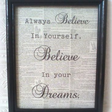 Upcycled Framed Book Page Always Believe In Yourself