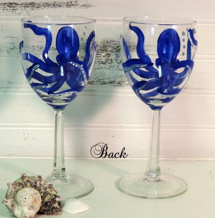  Hand Painted Large Flip Flop Wine Glass Set, Coastal Summer  Decor, 20 Ounce Glasses : Handmade Products
