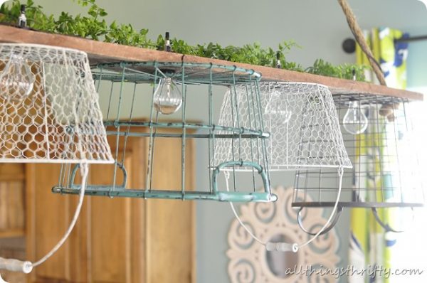 DIY Wire Basket Chandelier