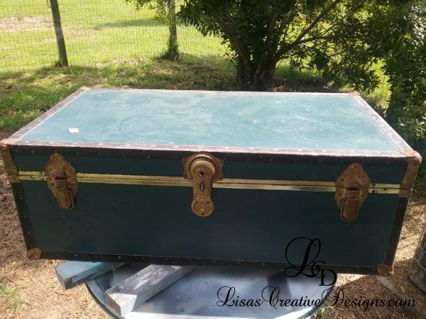 A Thrift Store Foot Locker Trunk Makeover with A French Equestrian