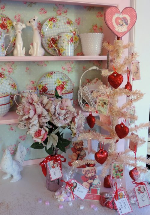 Handmade Heart Shaped Vintage Valentine Inspired Tree Topper