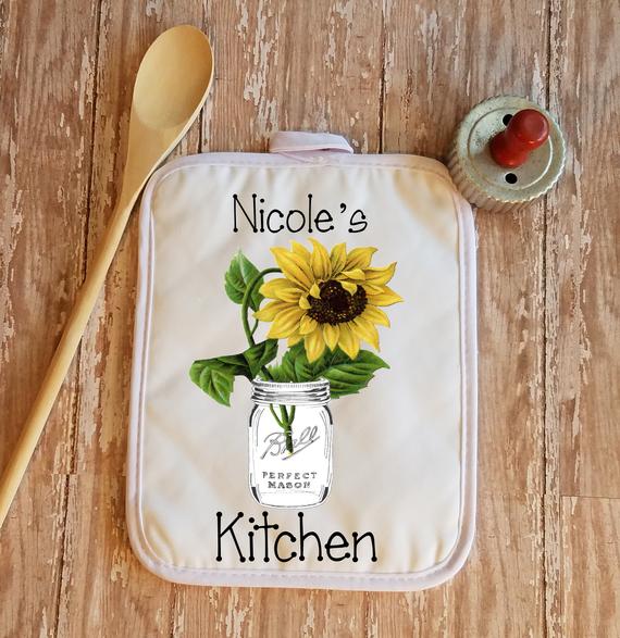Personalized Leaves in Sage Green Kitchen Towel, Zazzle