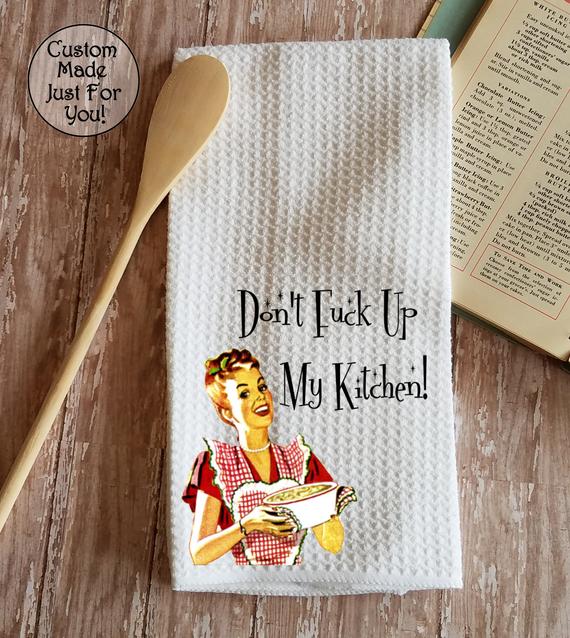 Custom Waffle Weave Dish Towel  Personalized Kitchen Towel