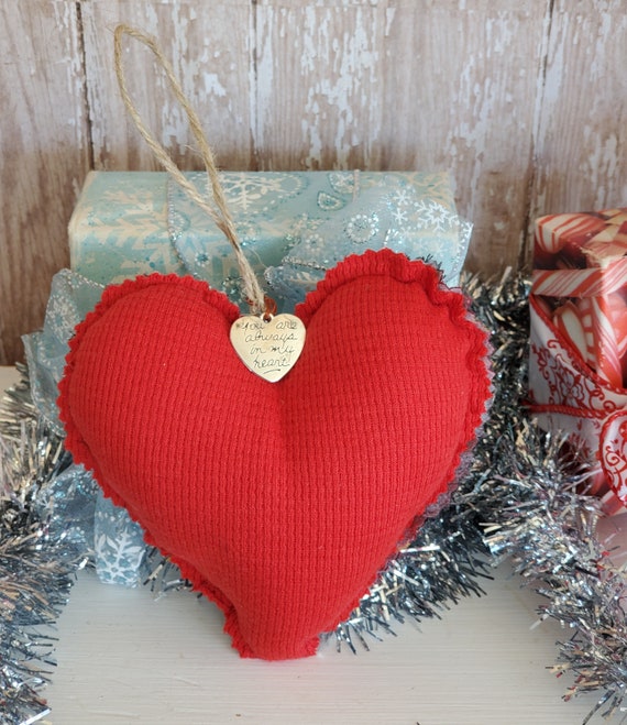 Fabric Heart Ornaments - Set of 6